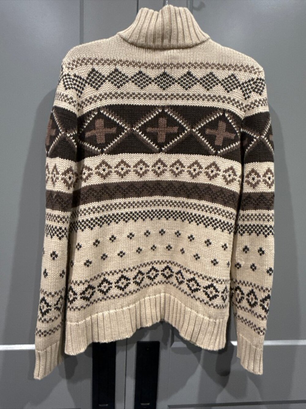 Vintage Polo Ralph Lauren Cotton Cable Knit Ski Sweater Front Zip Womens XL - Picture 6 of 6